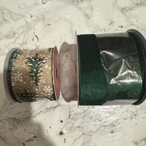 Michaels Green and Tan Holiday Ribbon Duo